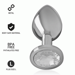 INTENSE - ALUMINUM METAL ANAL PLUG WITH SILVER CRYSTAL SIZE L
